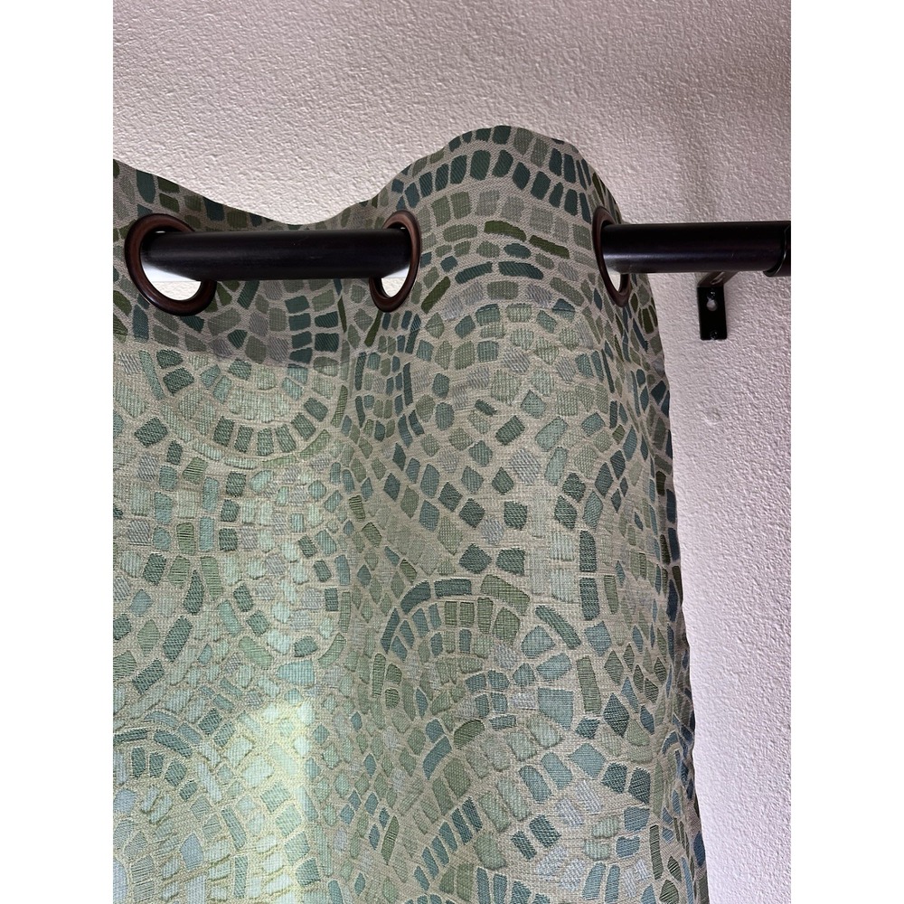 Vintage Pier 1 Ocean Mosaic Paisley Curtain Panel 54"x96"  Two Panel Set - Picture 2 of 7
